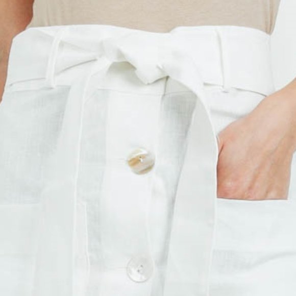 Belted Linen Button Skirt off white - Picture 6 of 10